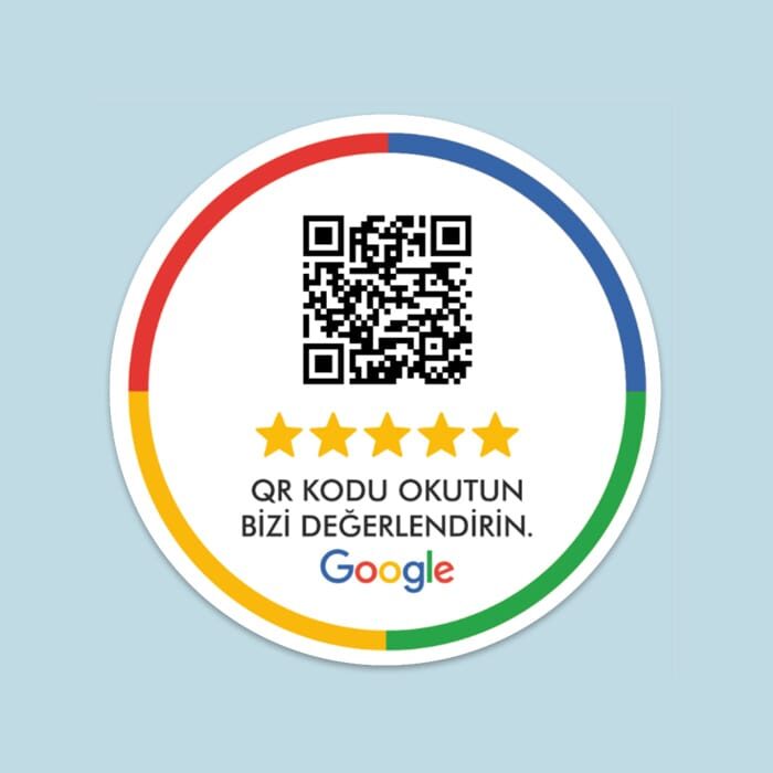 QR Kodlu Google Yorum Sticker – Yuvarlak