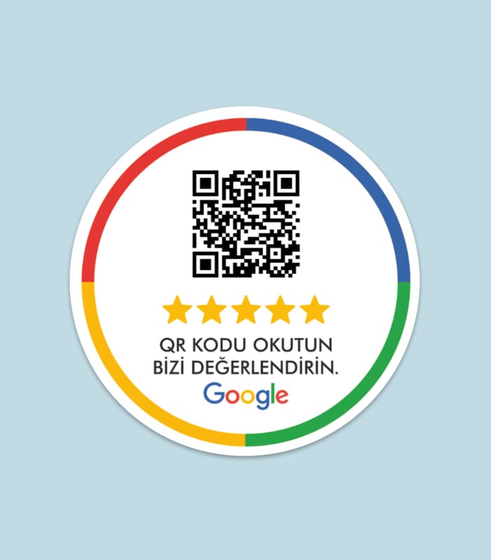 QR Kodlu Google Yorum Sticker – Yuvarlak