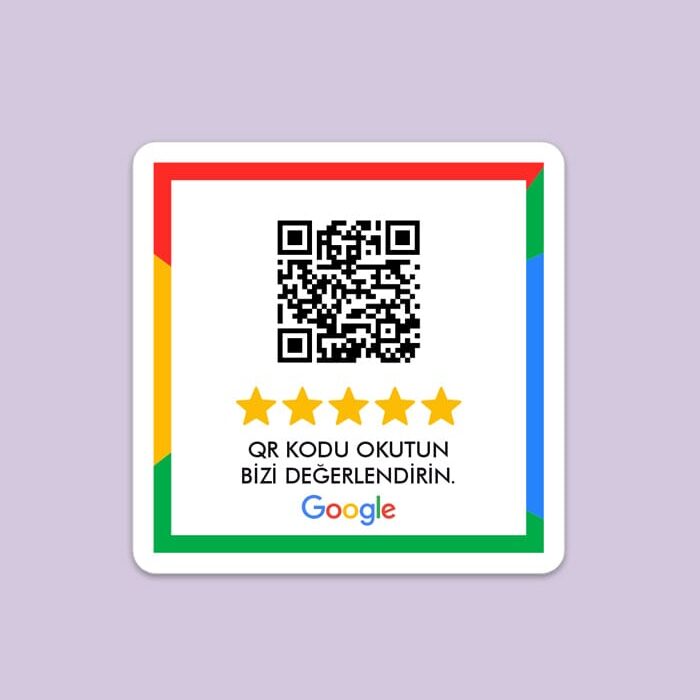 QR Kodlu Google Yorum Kare Sticker