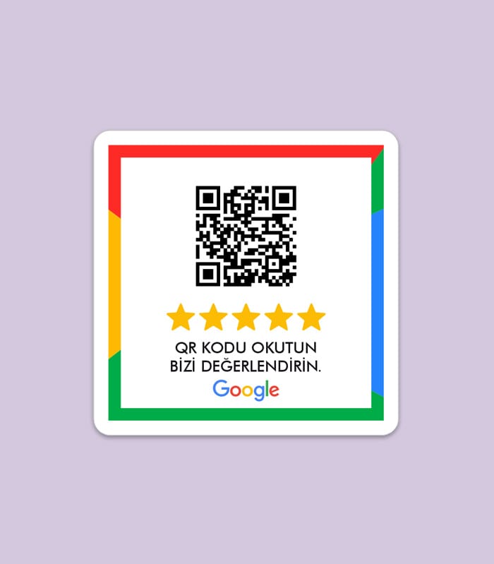 QR Kodlu Google Yorum Kare Sticker