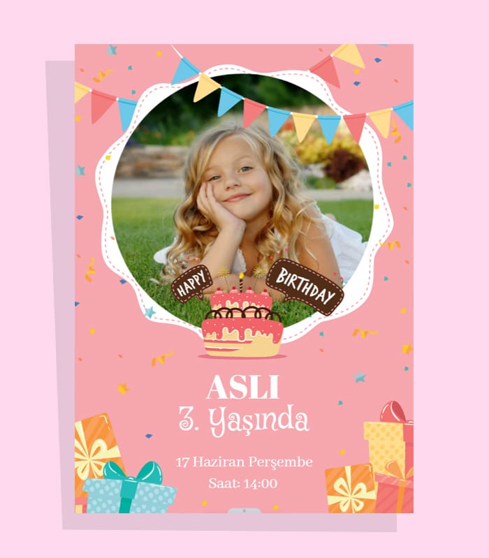 Fotoğraflı Doğum Günü Davetiyesi